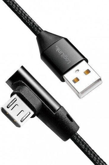 LogiLink Angle (90°) / Braided USB 2.0 to micro USB Cable Μαύρο 0.3m (CU0141) - Image 2