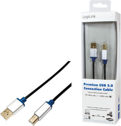 LogiLink USB 2.0 Cable USB-A male - USB-B male Μαύρο 2m BUAB220 - Image 2