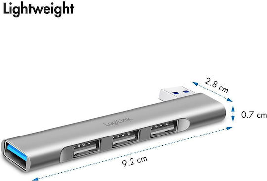 LogiLink USB 3.0 Hub 4 Θυρών με σύνδεση USB-A Γκρι (UA0436) - Image 6