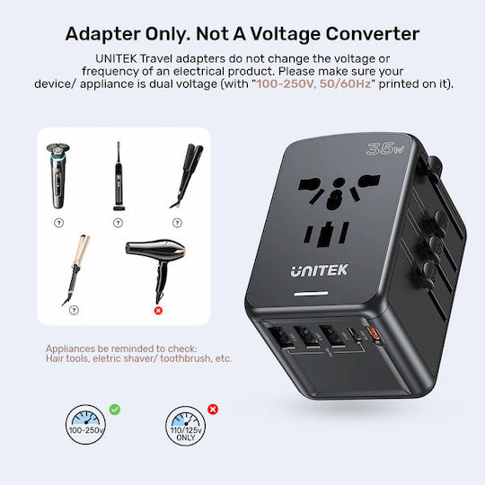 Unitek P1120ABK01 Αντάπτορας Πρίζας σε Universal - Image 11
