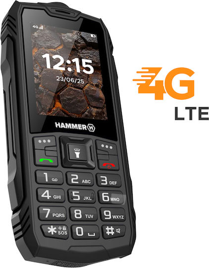 Hammer Rock LTE Dual SIM Ανθεκτικό Κινητό με Μεγάλα Κουμπιά Μαύρο - Image 2