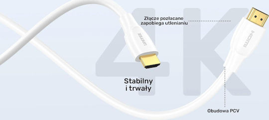 Unitek HDMI 2.0 Cable HDMI male - HDMI male 1m Λευκό C11090AWH03-1M - Image 2