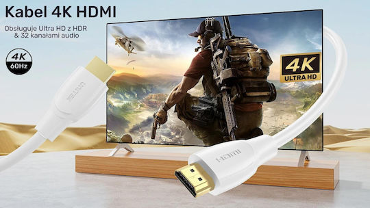 Unitek HDMI 2.0 Cable HDMI male - HDMI male 1m Λευκό C11090AWH03-1M - Image 7