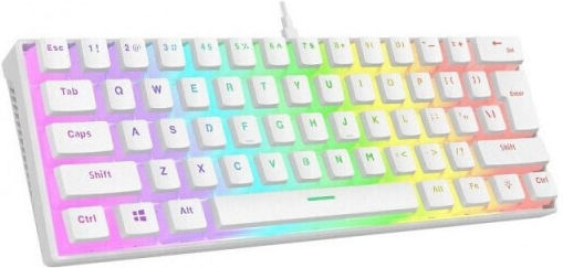 Rampage Radiant K11 RGB Ασύρματο Gaming Μηχανικό Πληκτρολόγιο 60% με Outemu Red διακόπτες και Φωτιζόμενα πλήκτρα (Αγγλικό US) Λευκό - Image 2