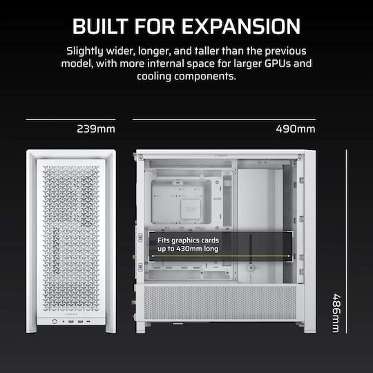 Corsair Frame 4000D Midi Tower Κουτί Υπολογιστή με Πλαϊνό Παράθυρο Λευκό - Image 6