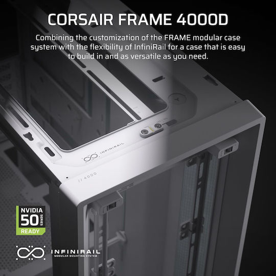 Corsair Frame 4000D Midi Tower Κουτί Υπολογιστή με Πλαϊνό Παράθυρο Λευκό - Image 8