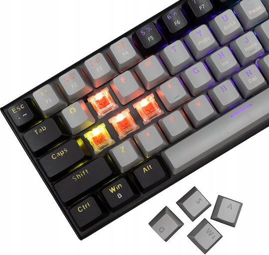 White Shark WAKIZASHI 2 Gaming Μηχανικό Πληκτρολόγιο 60% με Custom Red διακόπτες και RGB φωτισμό (Αγγλικό US) Grey/Black - Image 2