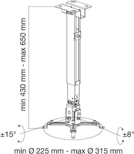 Manhattan Βάση Projector Τοίχου ICA-PM 16 με Μέγιστο Φορτίο 20kg Ασημί - Image 6