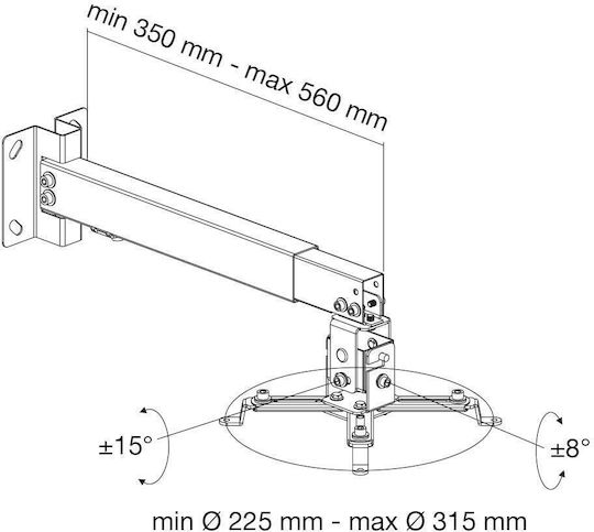 Manhattan Βάση Projector Τοίχου ICA-PM 16 με Μέγιστο Φορτίο 20kg Ασημί - Image 7