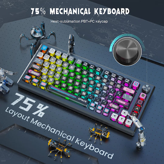 Redragon Uranus Pro 82 Ασύρματο Gaming Μηχανικό Πληκτρολόγιο Tenkeyless με RGB φωτισμό (Αγγλικό US) - Image 4