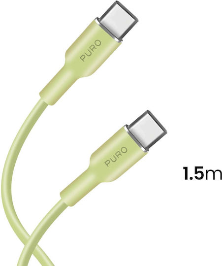 Puro ICON Soft USB 2.0 Cable USB-C male - USB-C 60W Πράσινο 1.5m - Image 6