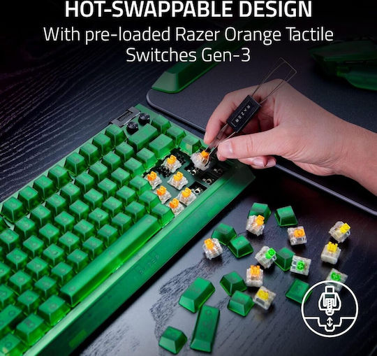 Razer BlackWidow V4 Gaming Μηχανικό Πληκτρολόγιο 75% με Razer Orange διακόπτες και RGB φωτισμό (Αγγλικό US) Phantom Green Edition - Image 3