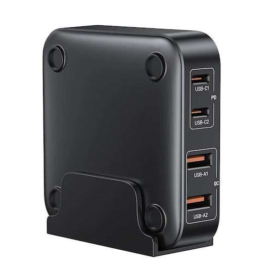 Unitek Βάση Φόρτισης GaN με 2 Θύρες USB-A και 2 Θύρες USB-C 70W Quick Charge 3.0 σε Μαύρο χρώμα (P1228ABK) - Image 2