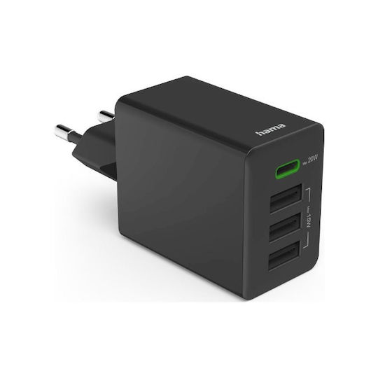 HAMA Φορτιστής Χωρίς Καλώδιο με 3 Θύρες USB-A και Θύρα USB-C 35W Power Delivery / Quick Charge 3.0 Μαύρος (00201990) - Image 3