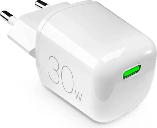 Puro Φορτιστής Χωρίς Καλώδιο GaN με Θύρα USB-C 30W Power Delivery Λευκός (MiniPro)