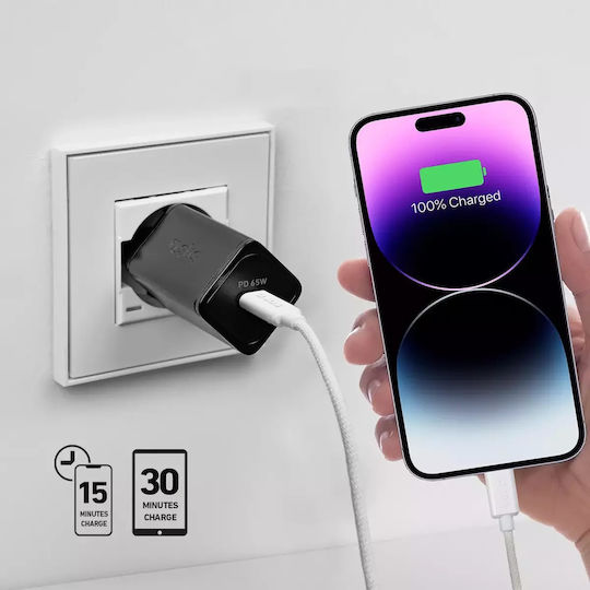 SBS Φορτιστής Χωρίς Καλώδιο GaN με Θύρα USB-C 65W Power Delivery Μαύρος (TRGAN1C65W) - Image 6
