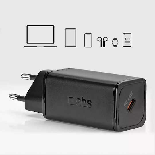 SBS Φορτιστής Χωρίς Καλώδιο GaN με Θύρα USB-C 65W Power Delivery Μαύρος (TRGAN1C65W) - Image 9