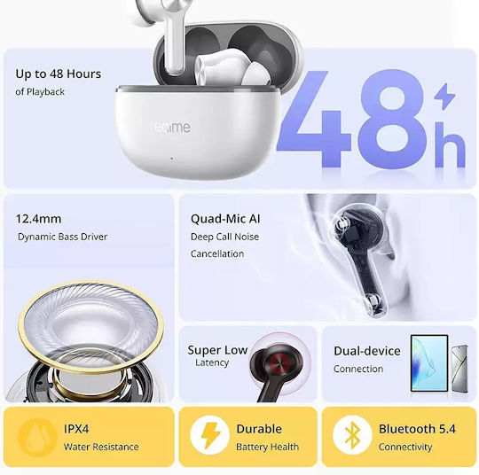 Realme Buds T200 Lite Bluetooth Handsfree Ακουστικά με Αντοχή στον Ιδρώτα και Θήκη Φόρτισης Μαύρα - Image 5