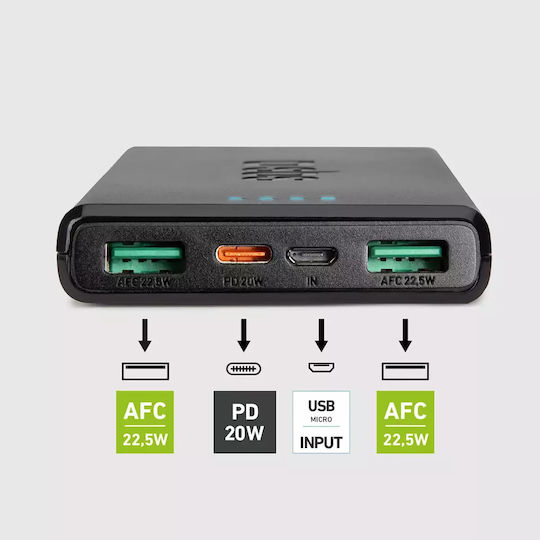 SBS Power Bank 10000mAh 20W με 2 Θύρες USB-A και Θύρα USB-C Power Delivery Μαύρο - Image 4