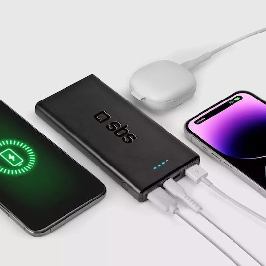 SBS Power Bank 10000mAh 20W με 2 Θύρες USB-A και Θύρα USB-C Power Delivery Μαύρο - Image 7