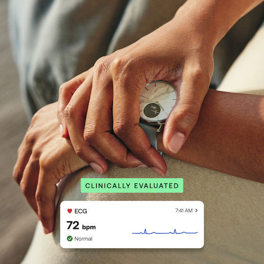 Withings ScanWatch 2 Stainless Steel 38mm Αδιάβροχο με Παλμογράφο (Pearl White) - Image 9