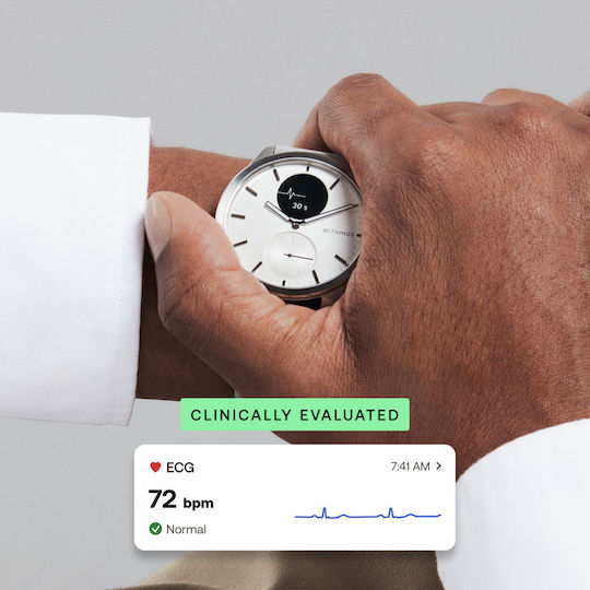 Withings ScanWatch 2 Stainless Steel 42mm Αδιάβροχο με Παλμογράφο (Λευκό) - Image 11
