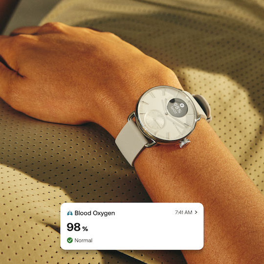 Withings ScanWatch 2 Stainless Steel 38mm Αδιάβροχο με Παλμογράφο (Pearl White) - Image 12