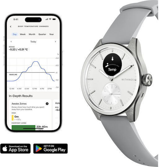 Withings ScanWatch 2 Stainless Steel 42mm Αδιάβροχο με Παλμογράφο (Λευκό) - Image 7