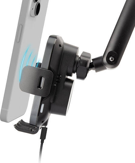 SBS Wireless Βάση Κινητού Αυτοκινήτου με Ρυθμιζόμενα Άγκιστρα και Ασύρματη Φόρτιση Μαύρη - Image 4