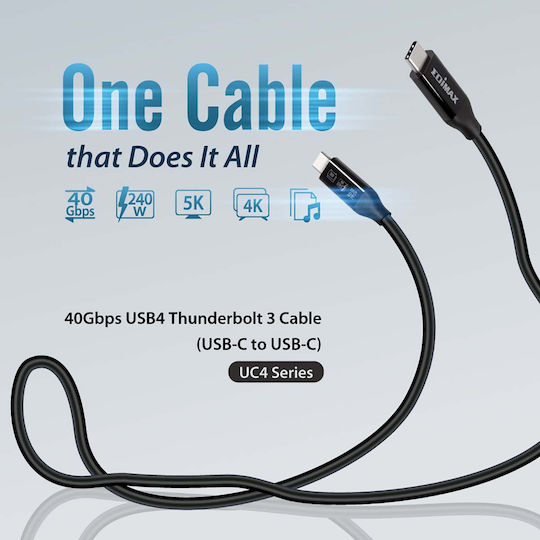 Edimax USB4/Thunderbolt3 USB 4 Cable USB-C male - USB-C 240W Μαύρο 0.5m (UC4-005TB) - Image 4