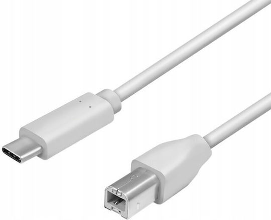 LogiLink USB 2.0 Cable USB-C male - USB-B Λευκό 2m CU0161 - Image 3
