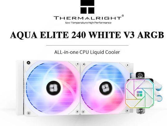 Thermalright Aqua Elite 240 (v3) Υδρόψυξη Επεξεργαστή Διπλού Ανεμιστήρα 120mm για Socket 1700/1200/115x με ARGB Φωτισμό Λευκή - Image 8