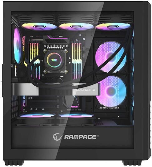Rampage Shelob Gaming Midi Tower Κουτί Υπολογιστή με Πλαϊνό Παράθυρο και RGB Φωτισμό Μαύρο - Image 2