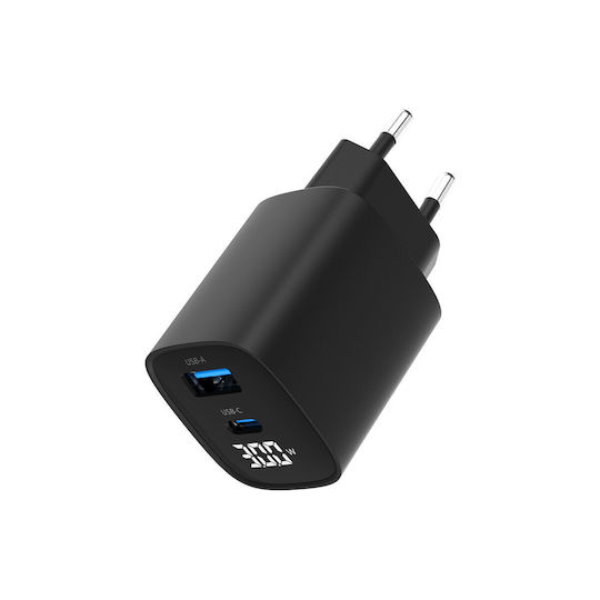 Gembird Φορτιστής Χωρίς Καλώδιο με Θύρα USB-A και Θύρα USB-C 30W Power Delivery / Quick Charge 3.0 Μαύρος (TA-UC-PDQC30LCD-BK-01) - Image 4