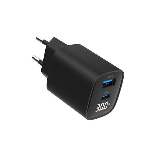 Gembird Φορτιστής Χωρίς Καλώδιο με Θύρα USB-A και Θύρα USB-C 30W Power Delivery / Quick Charge 3.0 Μαύρος (TA-UC-PDQC30LCD-BK-01) - Image 5