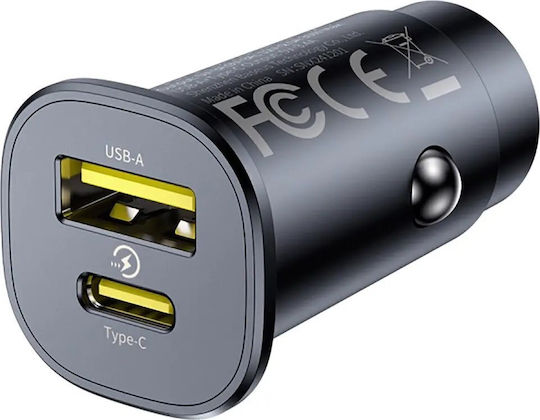 Baseus Φορτιστής Αυτοκινήτου 30W με Θύρες: 1xUSB 1xType-C Μαύρο Χρώμα C00072300123-00 - Image 2