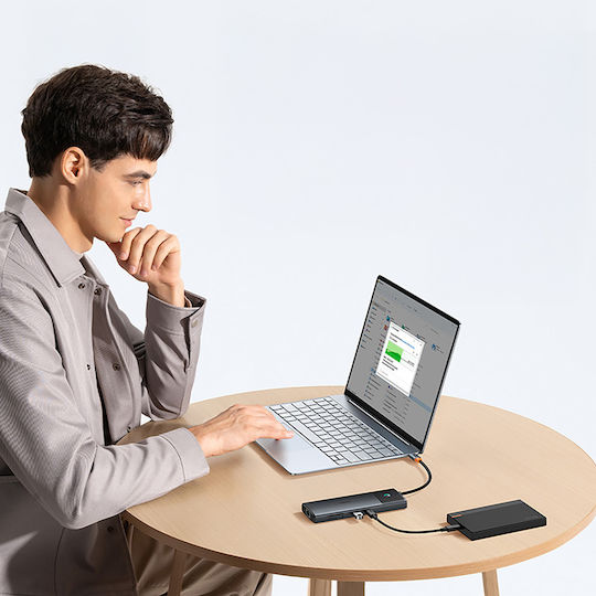 Baseus Metal Gleam II USB-A / USB-C Docking Station με 4K PD Ethernet Γκρι - Image 7