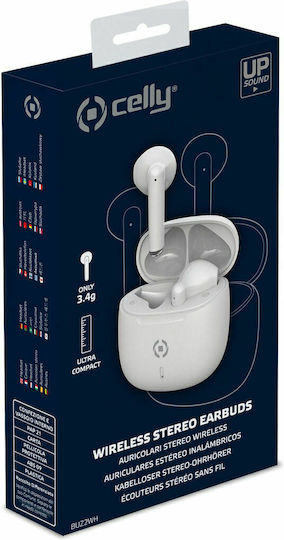 Celly Buz 2 Earbud Bluetooth Handsfree Ακουστικά με Θήκη Φόρτισης Λευκά - Image 5