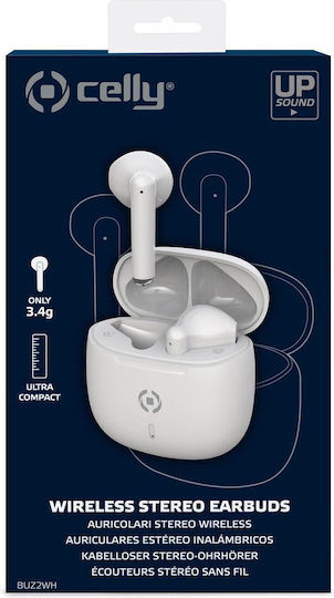 Celly Buz 2 Earbud Bluetooth Handsfree Ακουστικά με Θήκη Φόρτισης Λευκά - Image 2