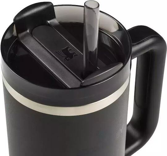 Stanley Quencher H2.0 FlowState Ανακυκλώσιμο Handled Tumbler Θερμός Ανοξείδωτο BPA Free 1.18lt Black με Καλαμάκι και Λαβή 10-12574-015 - Image 4