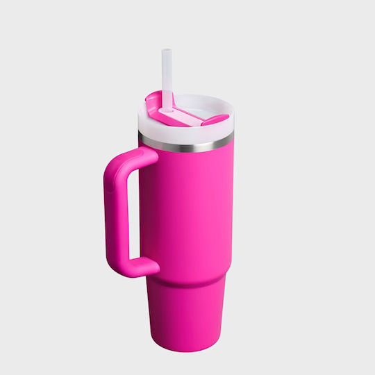 Stanley Flowstate Handled Tumbler Θερμός Ανοξείδωτο 890ml Violet Blossom με Καλαμάκι και Λαβή 10-12551-153 - Image 3
