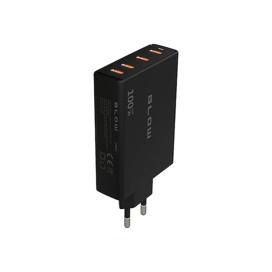 Blow Φορτιστής Χωρίς Καλώδιο GaN με 4 Θύρες USB-C 100W Power Delivery Μαύρος (76-031) - Image 4