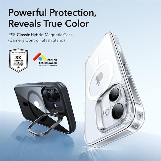 ESR Classic Hybrid Kickstand Back Cover Μεταλλικό Διάφανο (iPhone 17) - Image 2