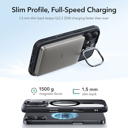 ESR Classic Hybrid Kickstand Back Cover Μεταλλικό Διάφανο (iPhone 17) - Image 6