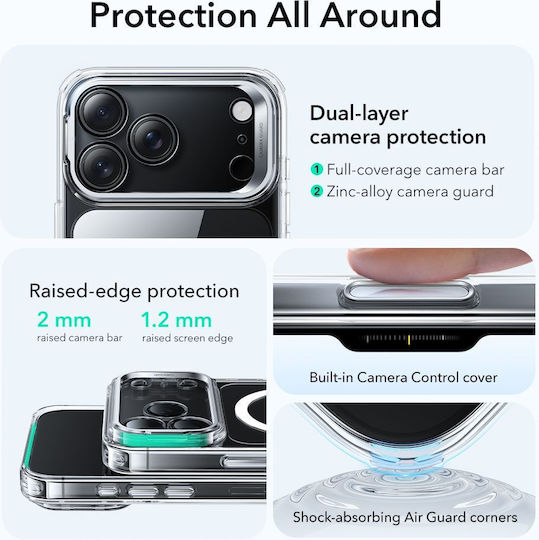 ESR Classic Hybrid Kickstand Back Cover Μεταλλικό Διάφανο (iPhone 17 Pro) - Image 3