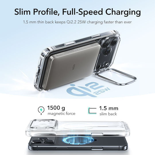 ESR Classic Hybrid Kickstand Back Cover Μεταλλικό Διάφανο (iPhone 17 Pro) - Image 6