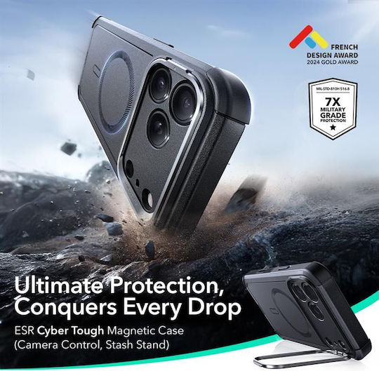 ESR Cyber Kickstand Back Cover Μεταλλικό Μαύρο (iPhone 17 Pro Max) - Image 2