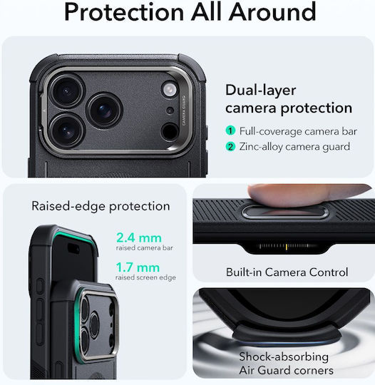 ESR Cyber Kickstand Back Cover Μεταλλικό Μαύρο (iPhone 17 Pro Max) - Image 3