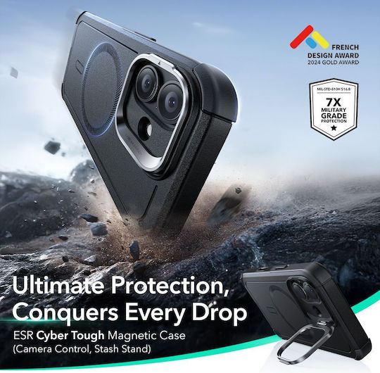 ESR Cyber Kickstand Back Cover Μεταλλικό Μαύρο (iPhone 17) - Image 2