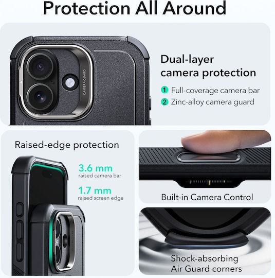 ESR Cyber Kickstand Back Cover Μεταλλικό Μαύρο (iPhone 17) - Image 3